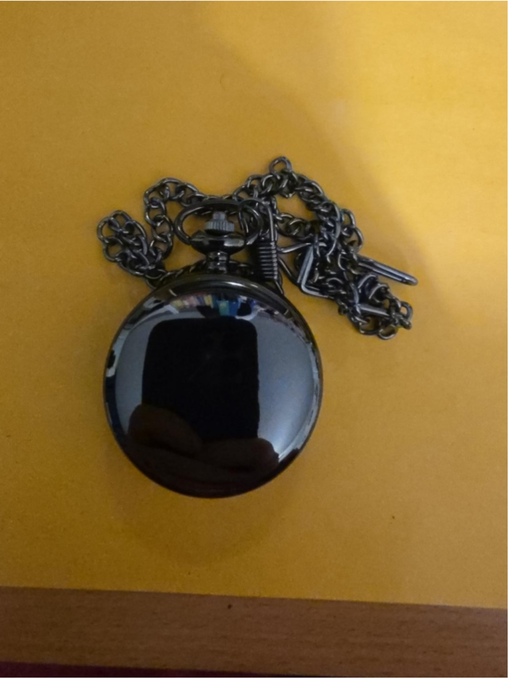 Black Hunter Case Pocket Watch Roman Numeral Dial Quartz With Chain